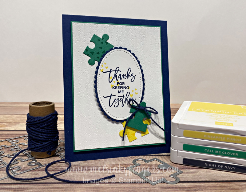 Love You to Pieces stamp set & Puzzle Pieces Dies are perfect for this color challenge!
