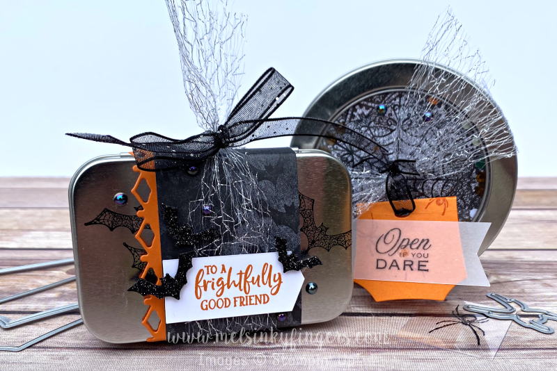 Fun Halloween treat tins made with the Magic in this Night product Suite and the Ghoulish Goodies stamp set.