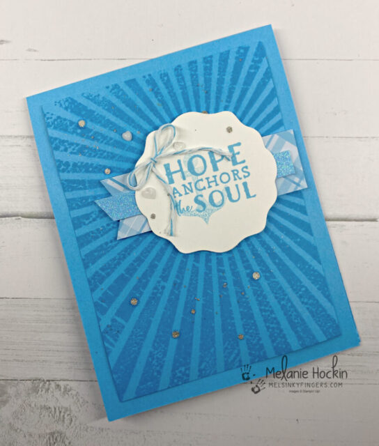 Color Fusers Blog Hop Hope & Prayer In Colors June 2022 card set made with Hope & Prayer and Rays of Light stamps and 2022-2024 In Color Tahitian Tide.  Card by Melanie Hockin of Mel's Inky Fingers.  Stampin' Up!