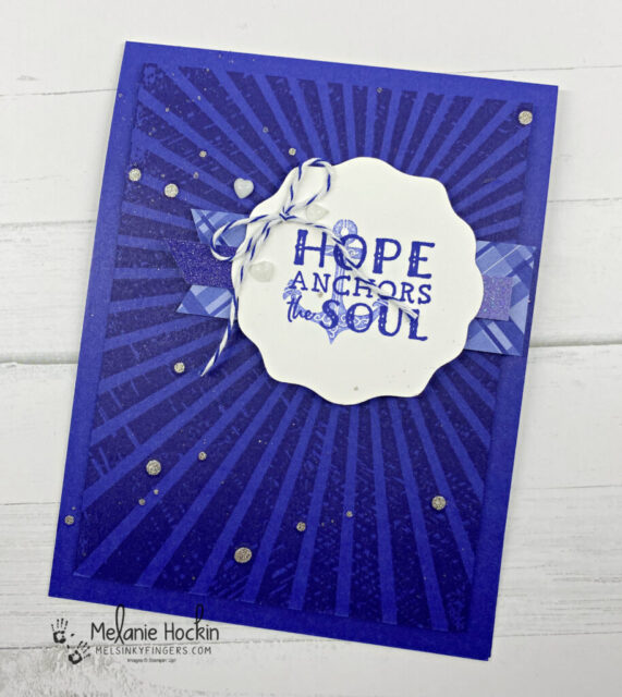 Color Fusers Blog Hop Hope & Prayer In Colors June 2022 card set made with Hope & Prayer and Rays of Light stamps and 2022-2024 In Color Starry Sky. Card by Melanie Hockin of Mel's Inky Fingers.  Stampin' Up!